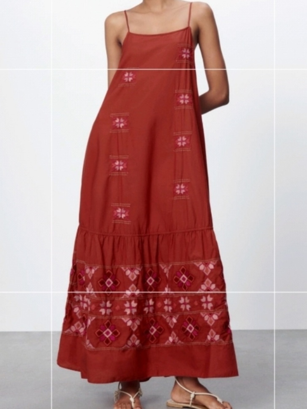Zara Embroidered Midi Dress